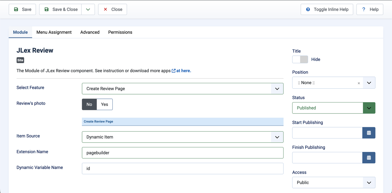 create review page with module.