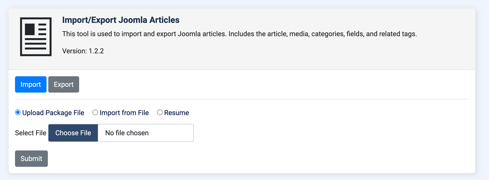 article importing methods