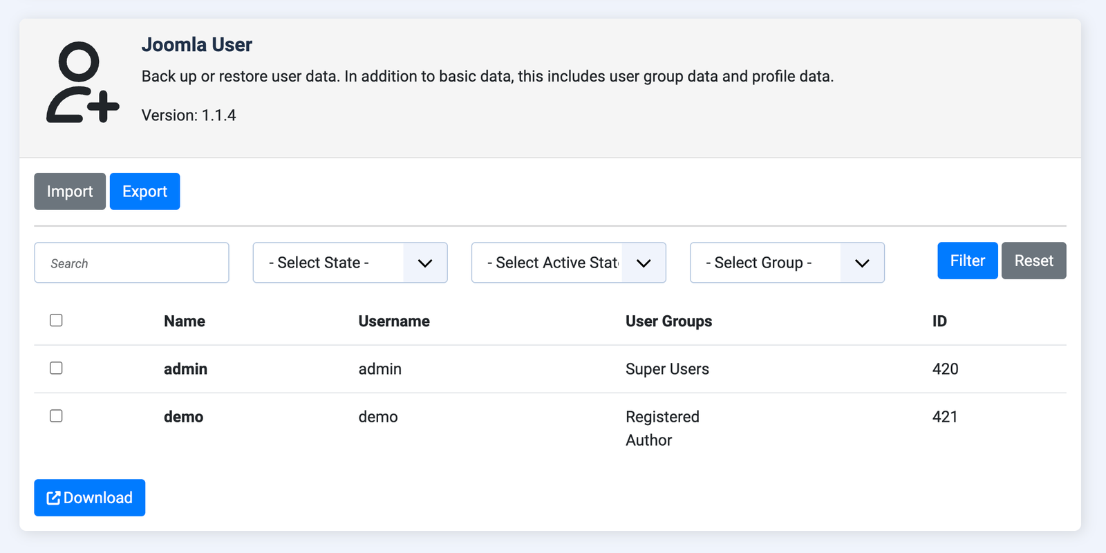 export user data