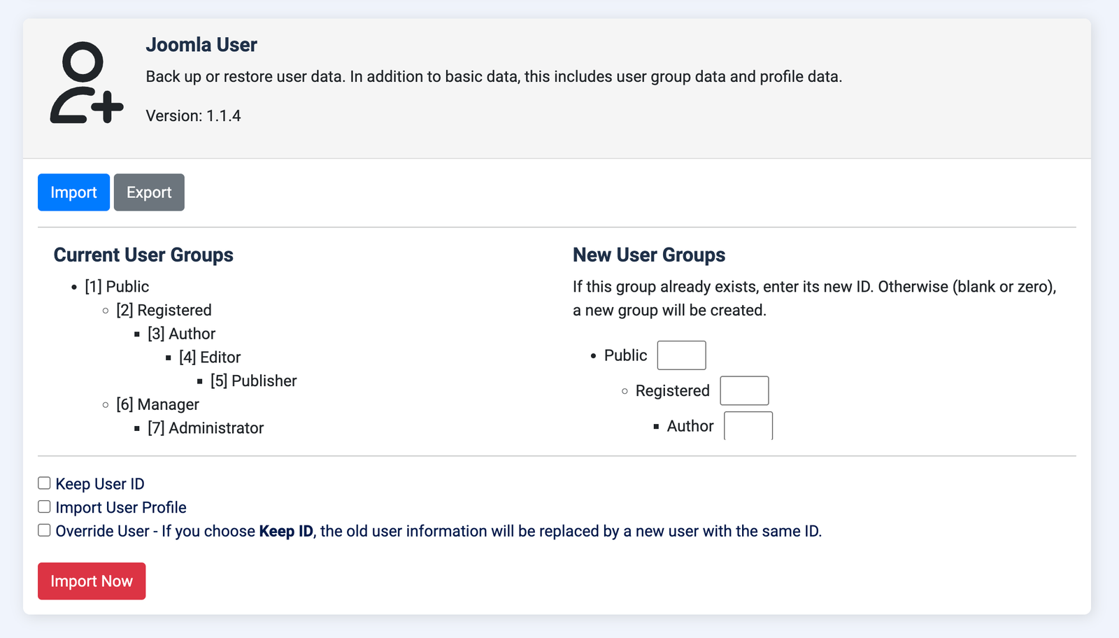 import user data
